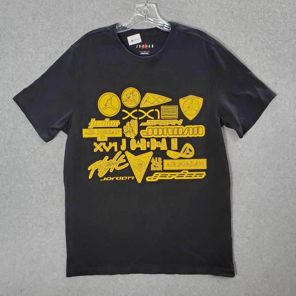 Air Jordan Men Shirt Large Black GFX Logo Lifestyle 23 Crew Neck Short Sleeve